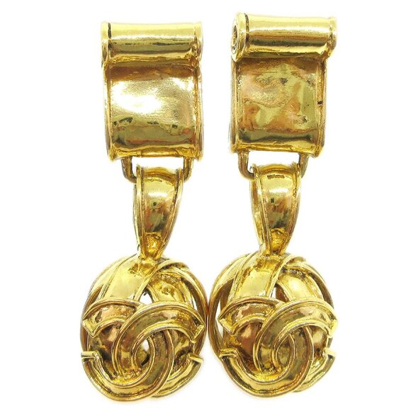 Chanel Dangle Earrings Clip-On Gold 94P 80475 - Picture 1 of 4
